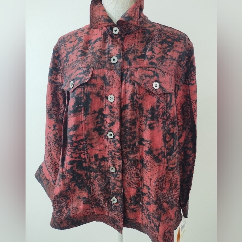 Ruby Rd Print Bomber Jacket Size 18w - image 1